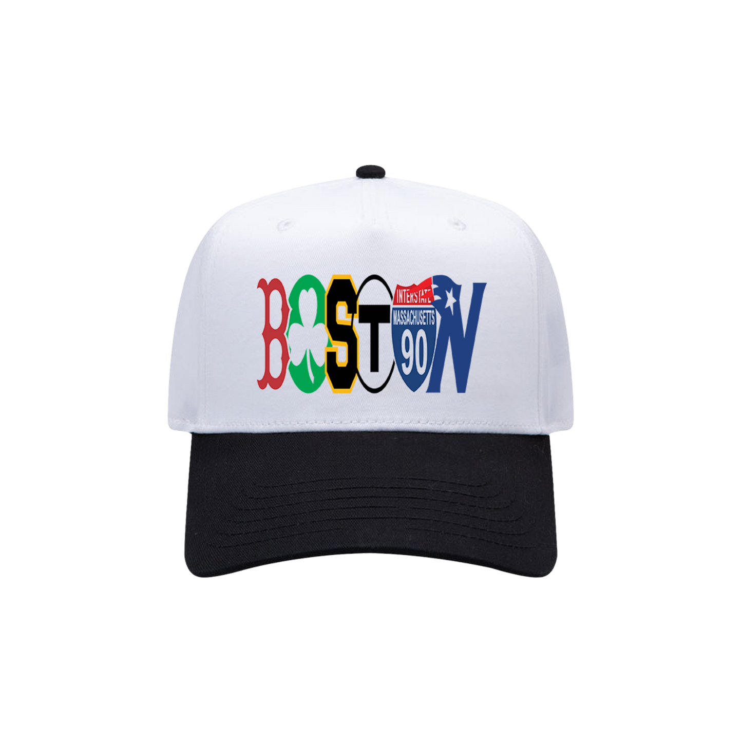 Boston Logo White w/Black Brim Hat