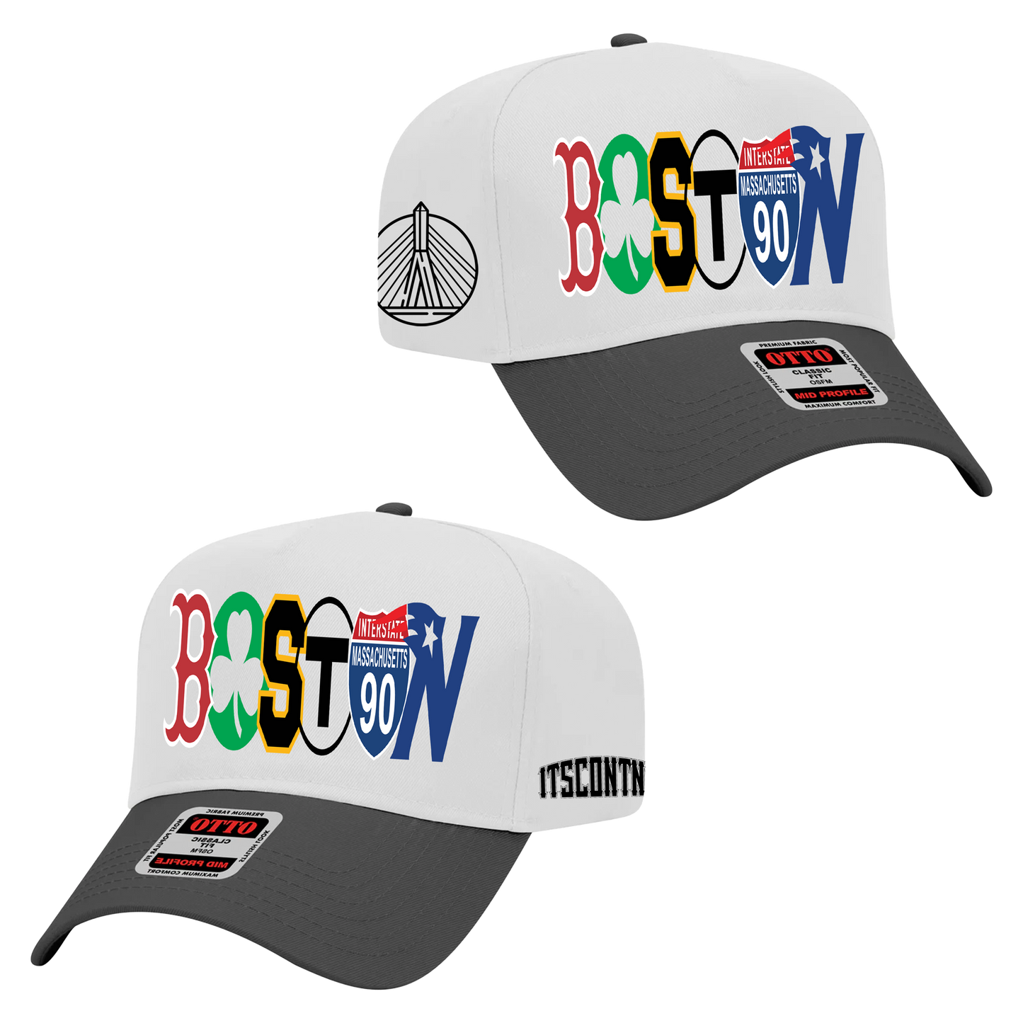 Boston Logo White w/Black Brim Hat