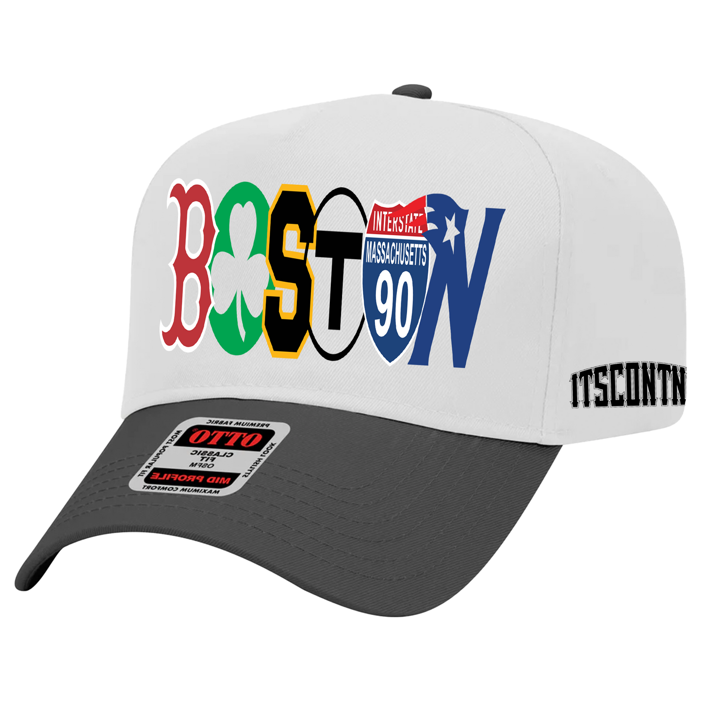 Boston Logo White w/Black Brim Hat