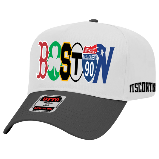 Boston Logo White w/Black Brim Hat