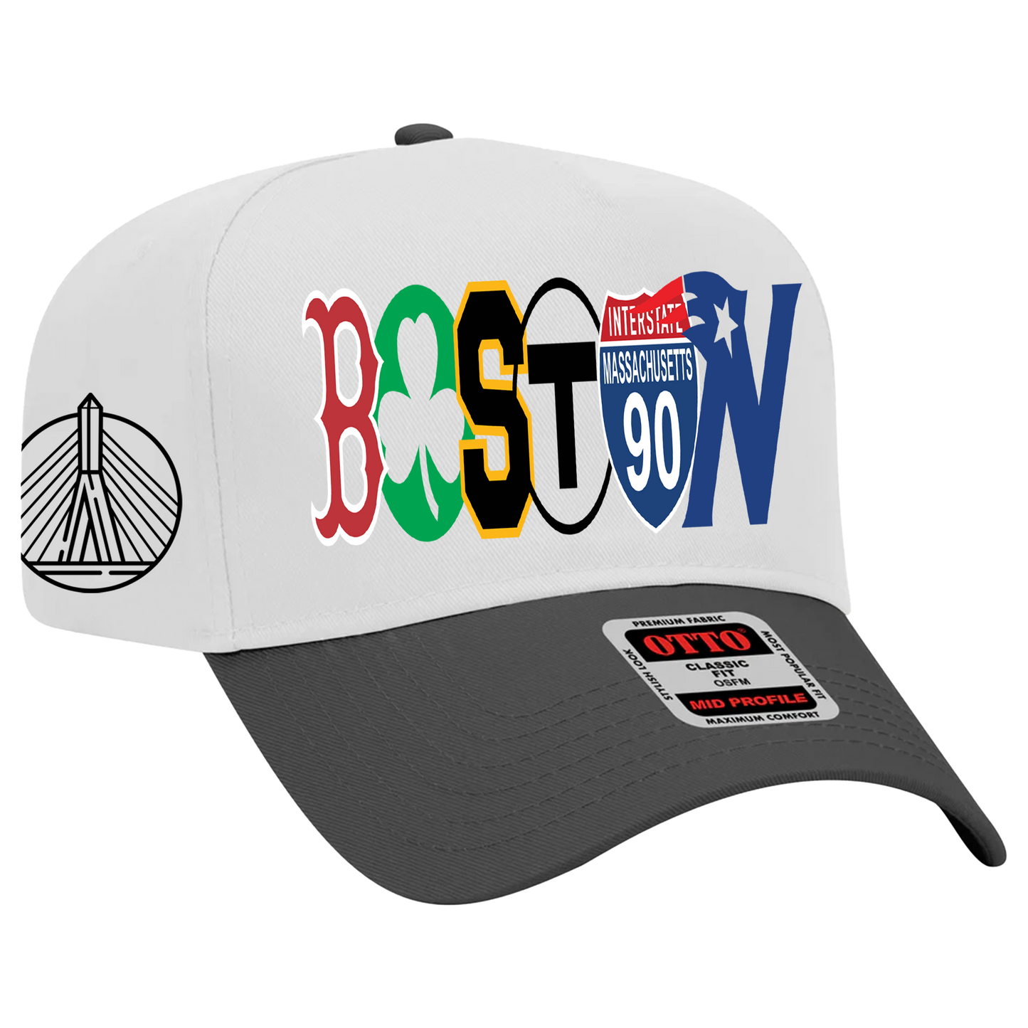 Boston Logo White w/Black Brim Hat