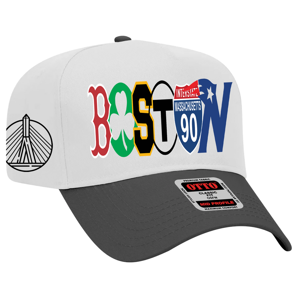 Boston Logo White w/Black Brim Hat – ITSCONTNT, image size:990x990